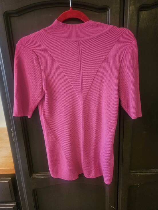 Evolution By Cyrus Sweaters - Evolution By Cyrus Pink Ribbed Short-Sleeve Sweater Top